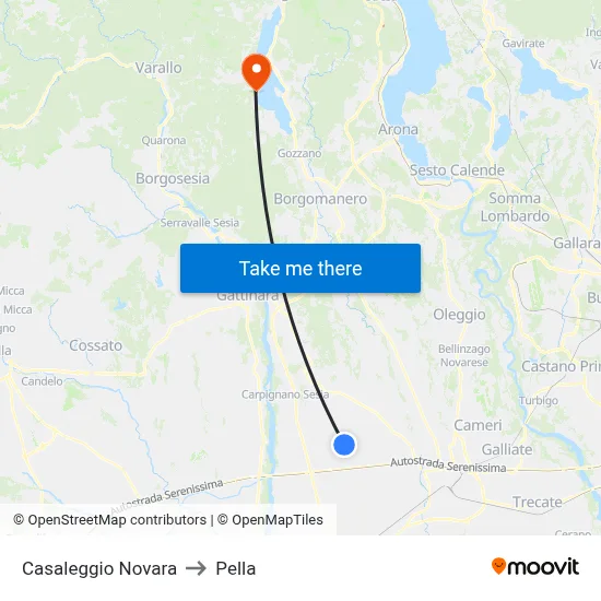 Casaleggio Novara to Pella map
