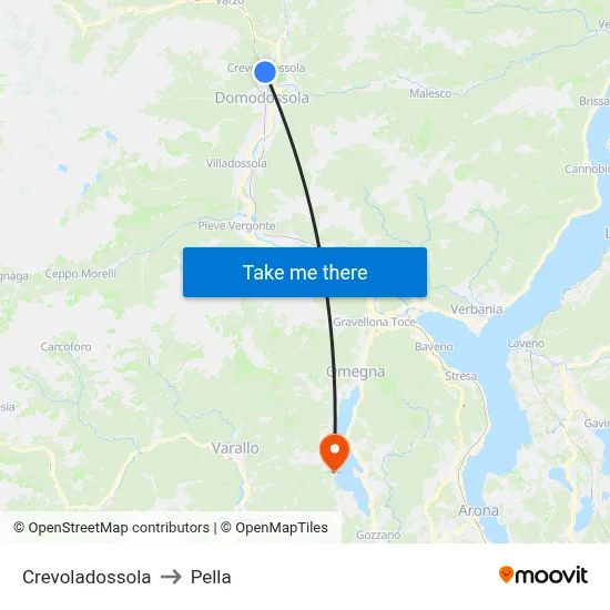 Crevoladossola to Pella map