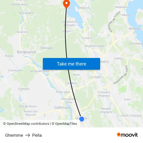Ghemme to Pella map