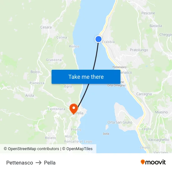 Pettenasco to Pella map
