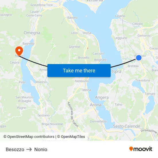 Besozzo to Nonio map