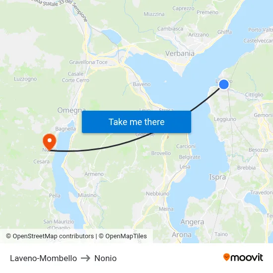Laveno-Mombello to Nonio map