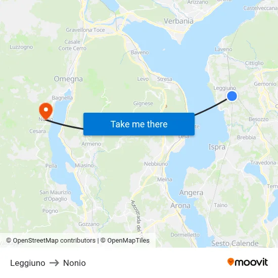 Leggiuno to Nonio map