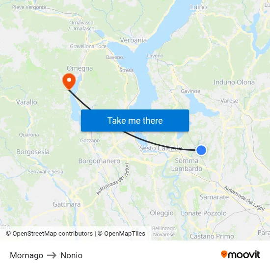 Mornago to Nonio map