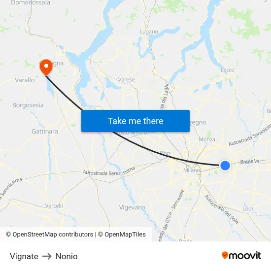 Vignate to Nonio map