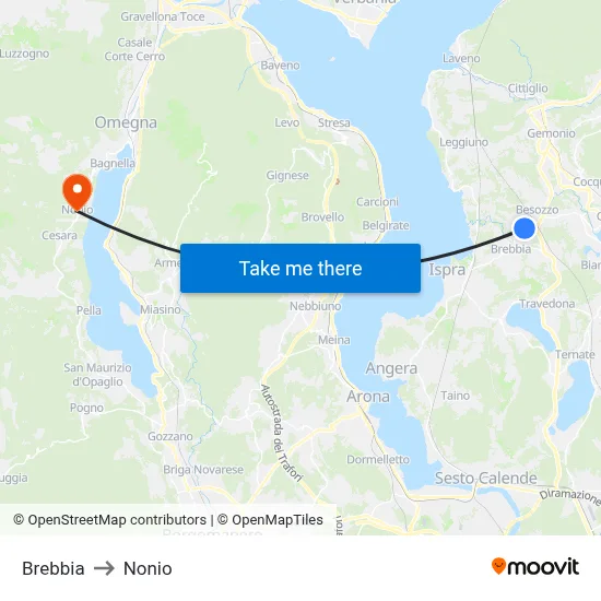 Brebbia to Nonio map