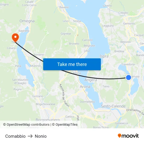 Comabbio to Nonio map