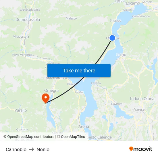 Cannobio to Nonio map