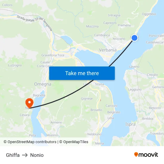 Ghiffa to Nonio map