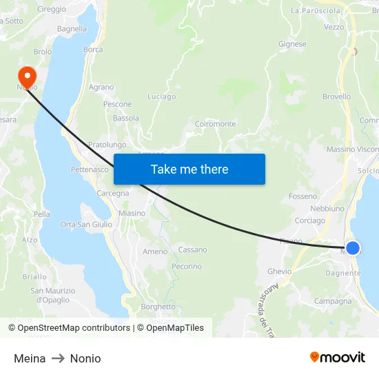 Meina to Nonio map