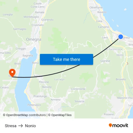 Stresa to Nonio map
