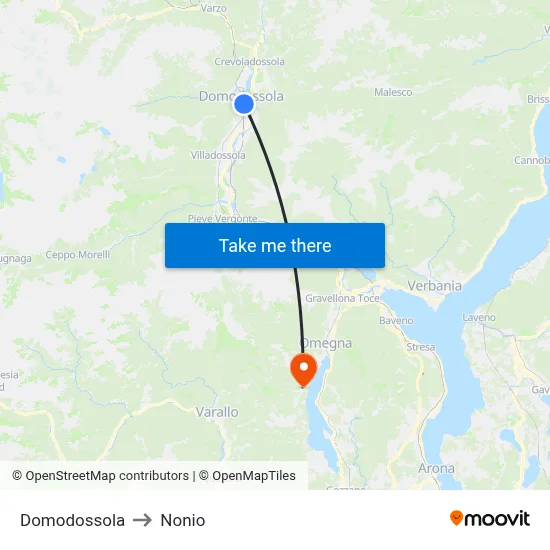 Domodossola to Nonio map