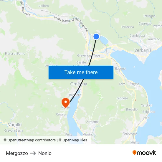 Mergozzo to Nonio map