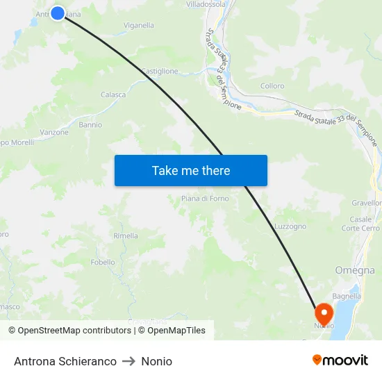 Antrona Schieranco to Nonio map