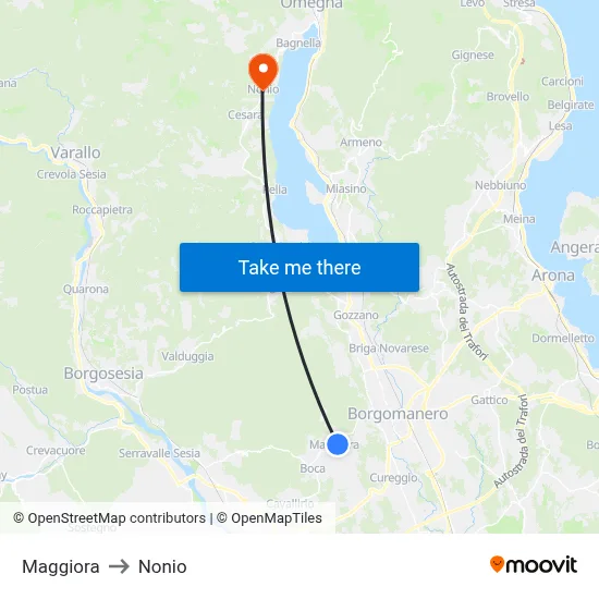 Maggiora to Nonio map