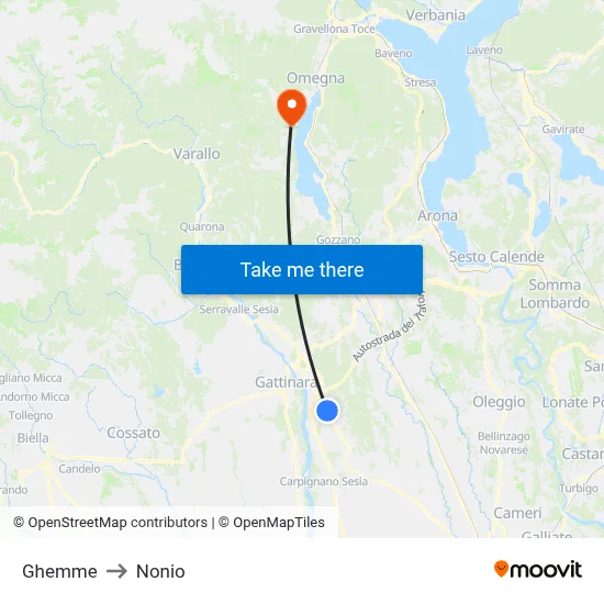 Ghemme to Nonio map