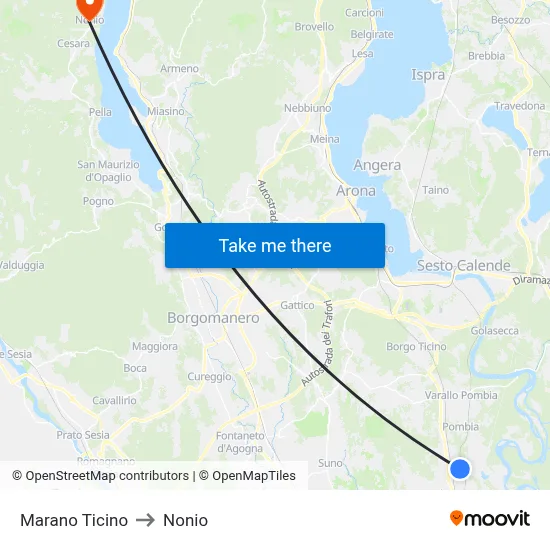 Marano Ticino to Nonio map