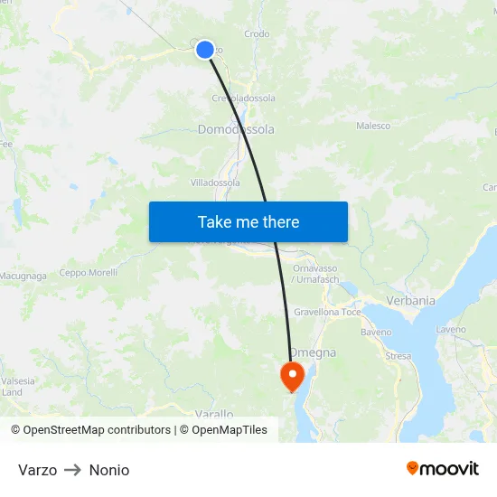 Varzo to Nonio map