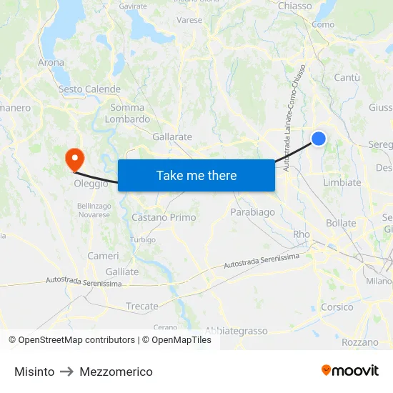 Misinto to Mezzomerico map