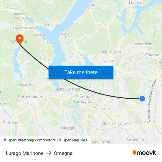 Lurago Marinone to Omegna map