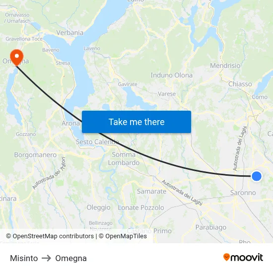 Misinto to Omegna map