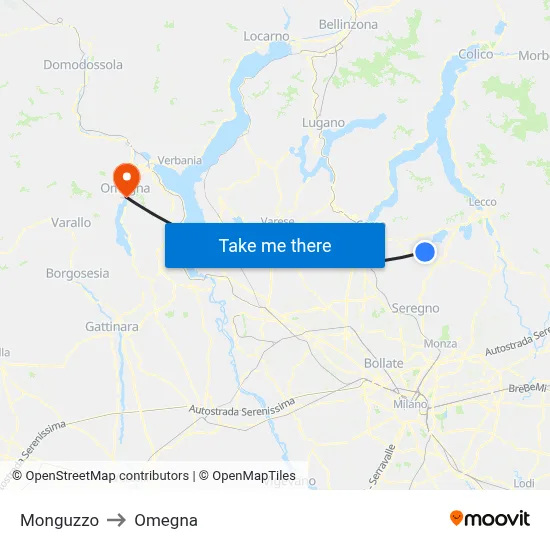 Monguzzo to Omegna map