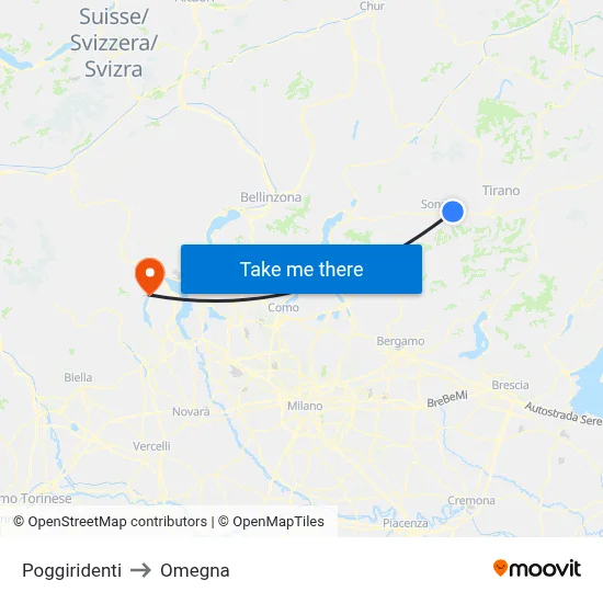 Poggiridenti to Omegna map