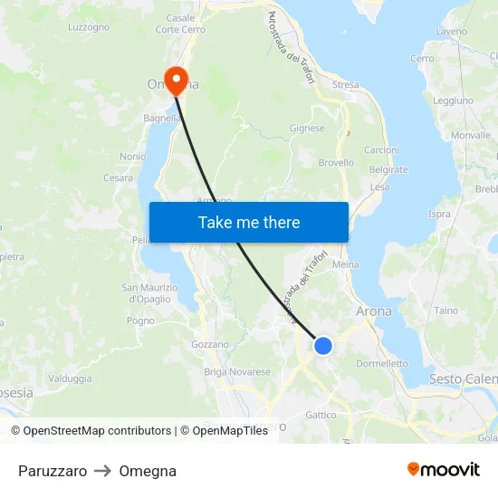 Paruzzaro to Omegna map