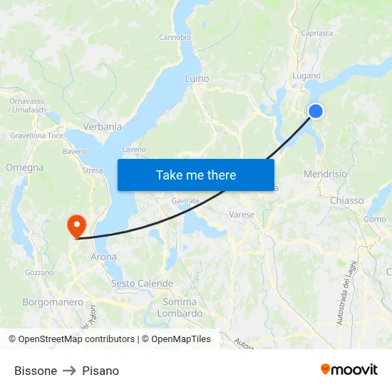 Bissone to Pisano map