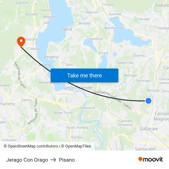 Jerago con Orago to Pisano map
