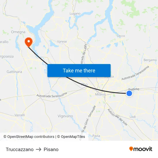 Truccazzano to Pisano map