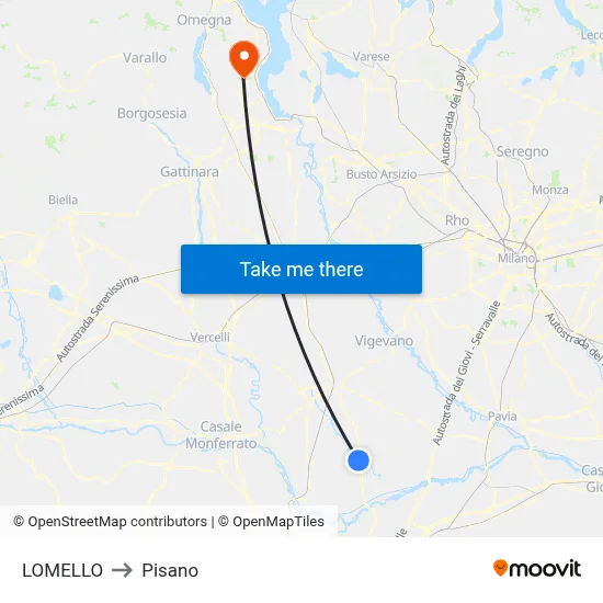 Lomello to Pisano map
