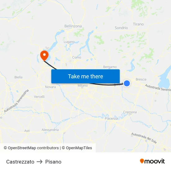 Castrezzato to Pisano map