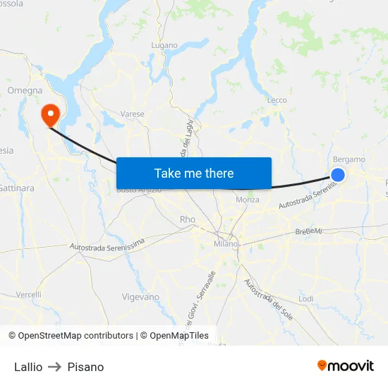 Lallio to Pisano map