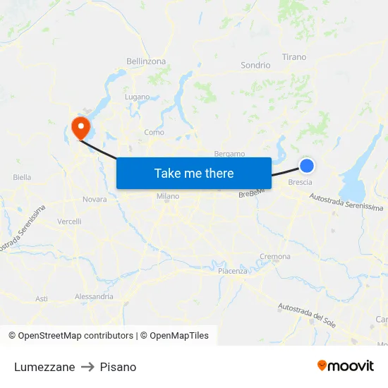 Lumezzane to Pisano map