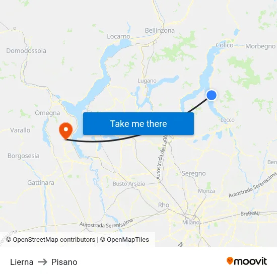 Lierna to Pisano map