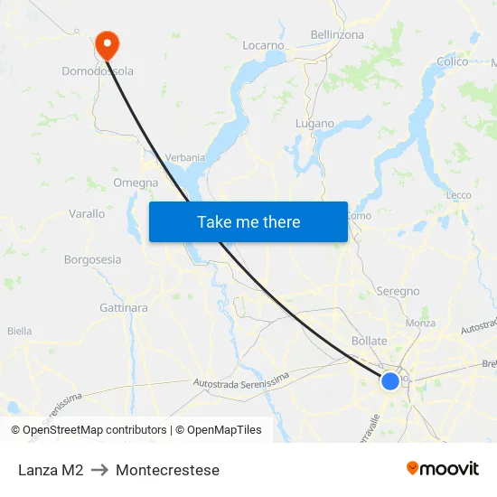 Lanza M2 to Montecrestese map