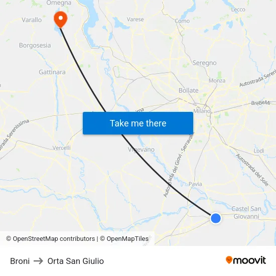 Broni to Orta San Giulio map