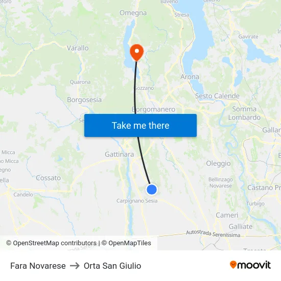 Fara Novarese to Orta San Giulio map