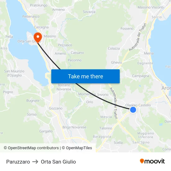 Paruzzaro to Orta San Giulio map