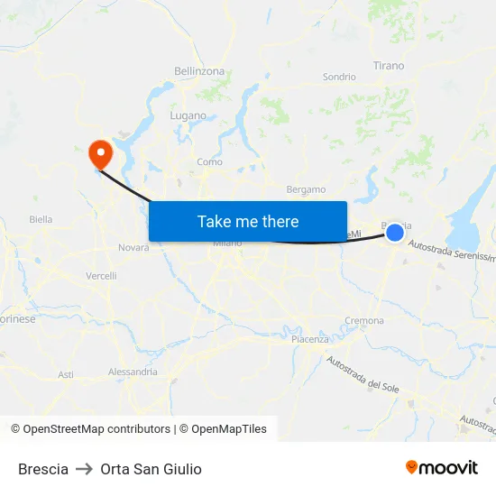 Brescia to Orta San Giulio map