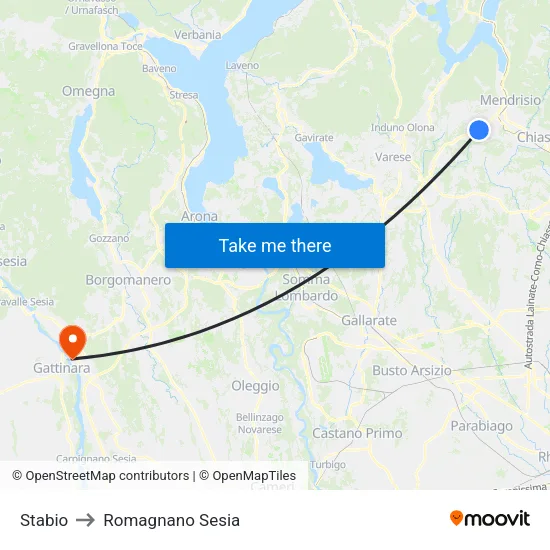 Stabio to Romagnano Sesia map