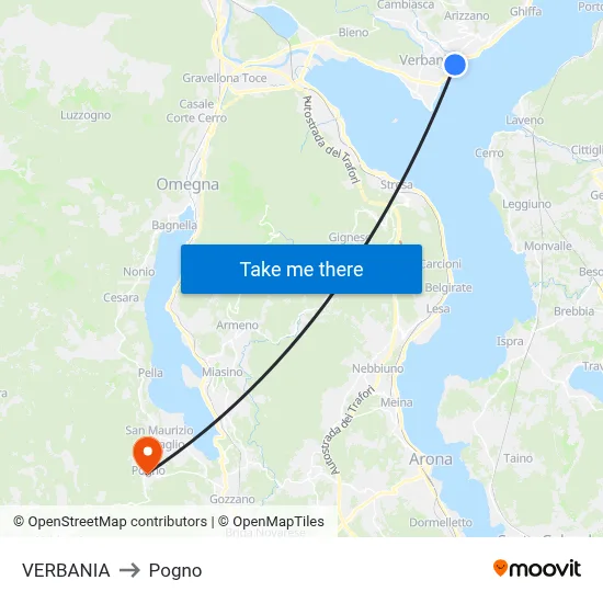 Verbania to Pogno map