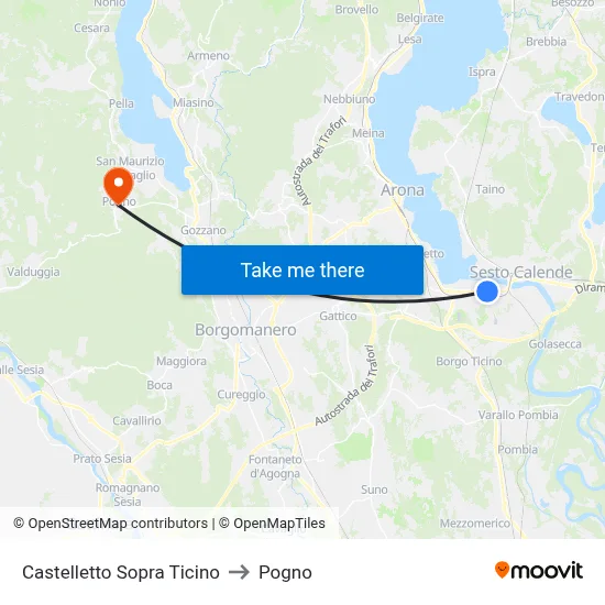 Castelletto Above Ticino to Pogno map