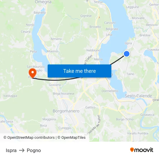 Ispra to Pogno map