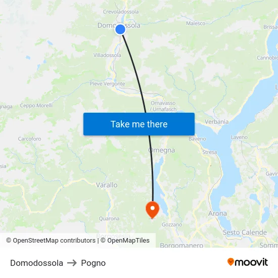Domodossola to Pogno map
