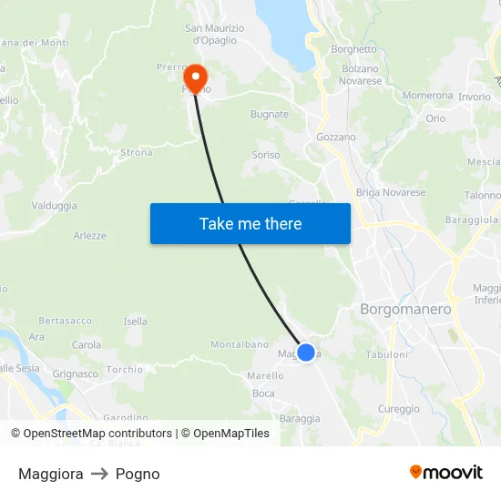 Maggiora to Pogno map