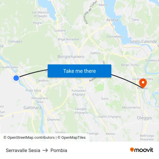 Serravalle Sesia to Pombia map