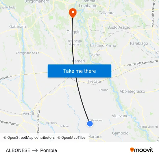 ALBONESE to Pombia map