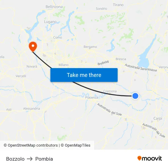 Bozzolo to Pombia map